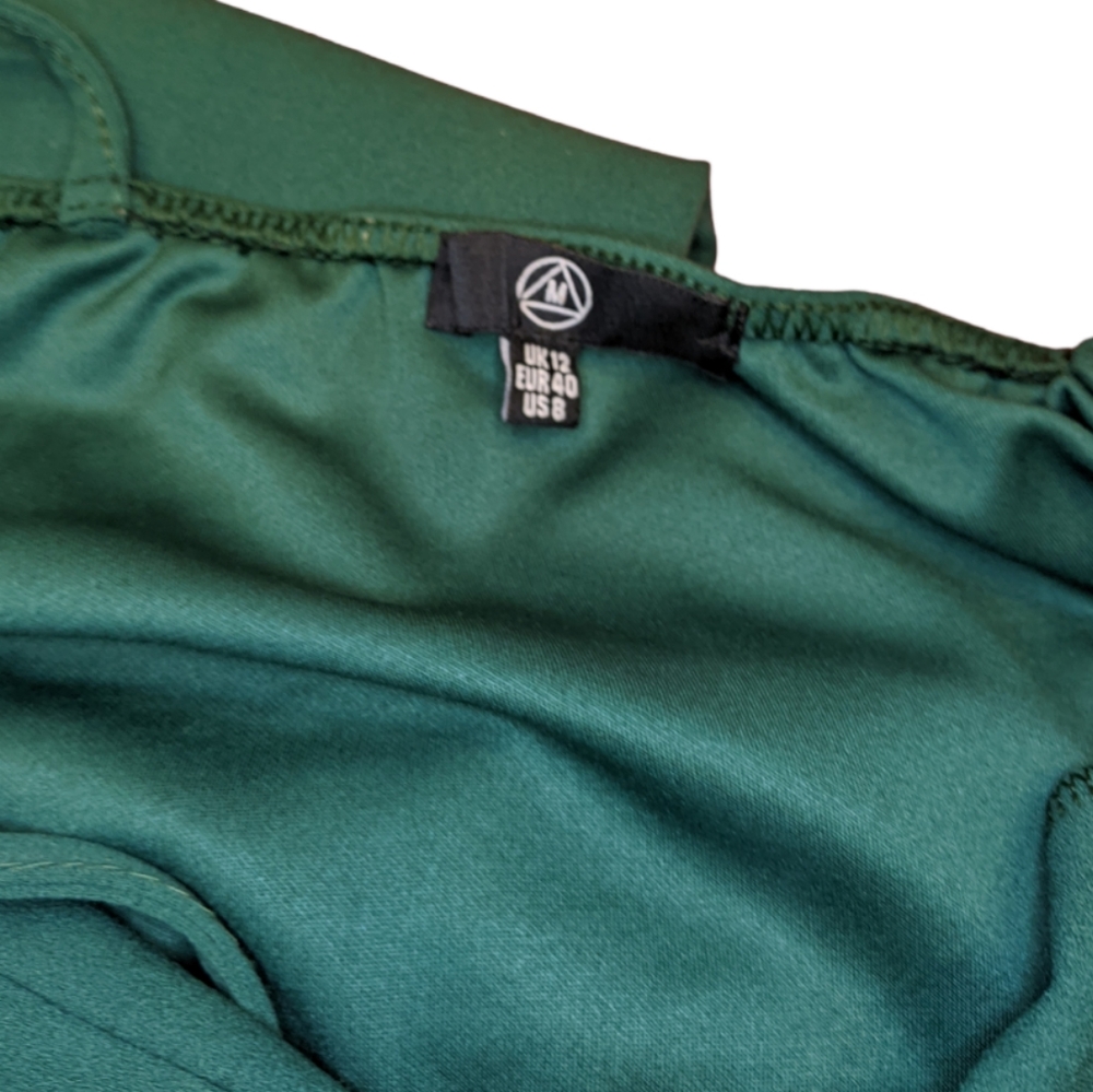 EUC Missguided Stretchy Forest Green Criss-cross Wide Leg Jumpsuit Size 8 - Picture 12 of 14